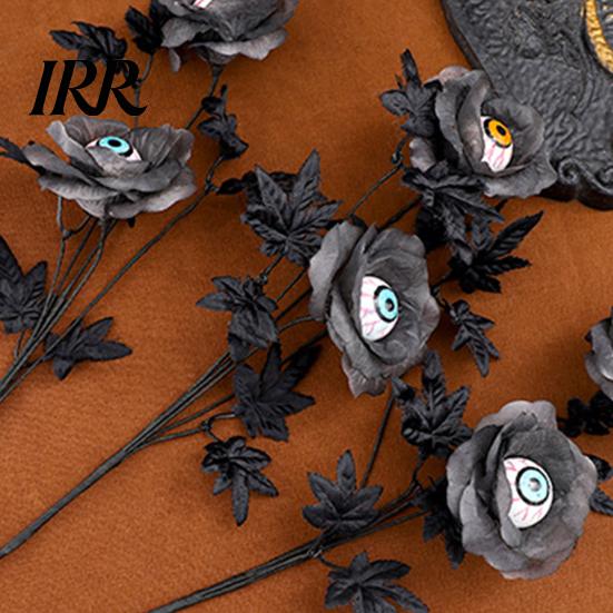 Artificial Halloween Branch Eyeball Flower Stem, Rose Floral Pick with Eyeball, Festive Accents Gothic Black Branches for Vase, Home Indoor