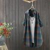 Spring and Autumn Casual Plaid Shirt Women's Mid-length Loose Shirt Long-sleeved Top Women