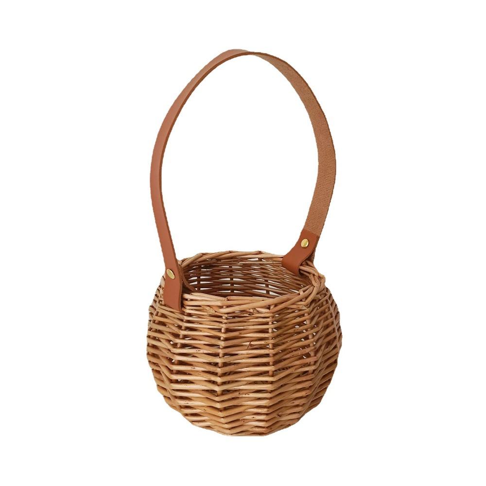 

Creative Brown Hanging Flower Basket Pu Belt Round Weaving Flowerpot Desktop Ornament Photo Props Storage Basket Indoor Outdoor светло-серый
