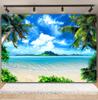 Tropischer Strand Hintergrund für Fotografie Sommer Hawaii Blaues Ozeanwasser Meeresufer Palme Kinder Feiertagsparty Foto Hintergrund Dekoration