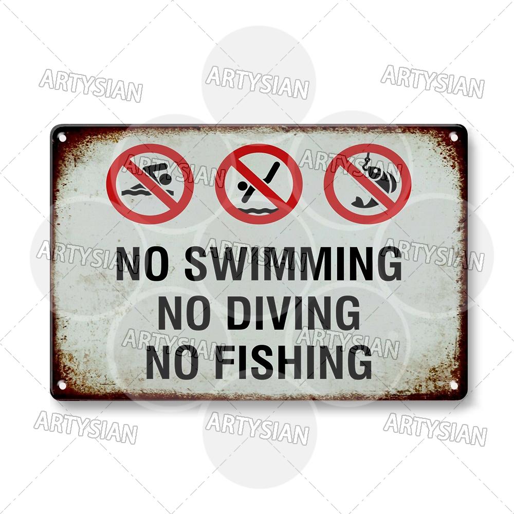 DORA Tin Sign Hunting Fishing Warning Metal Sign Shooting Range Caution Plaque No Duck Shooting Private Property Animal Wildlife Protection