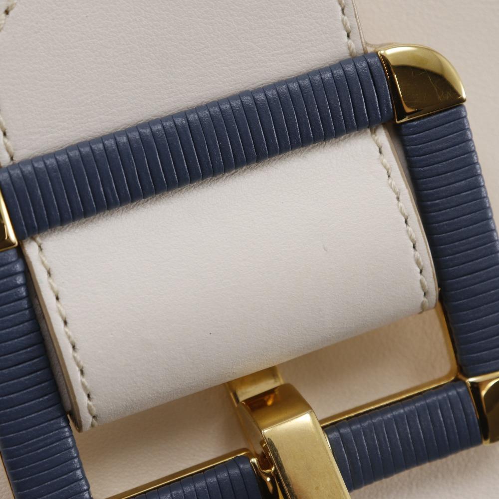 Bally Janelle Handbag JORAH 2WAYShoulder White / Blue Leather Women Used