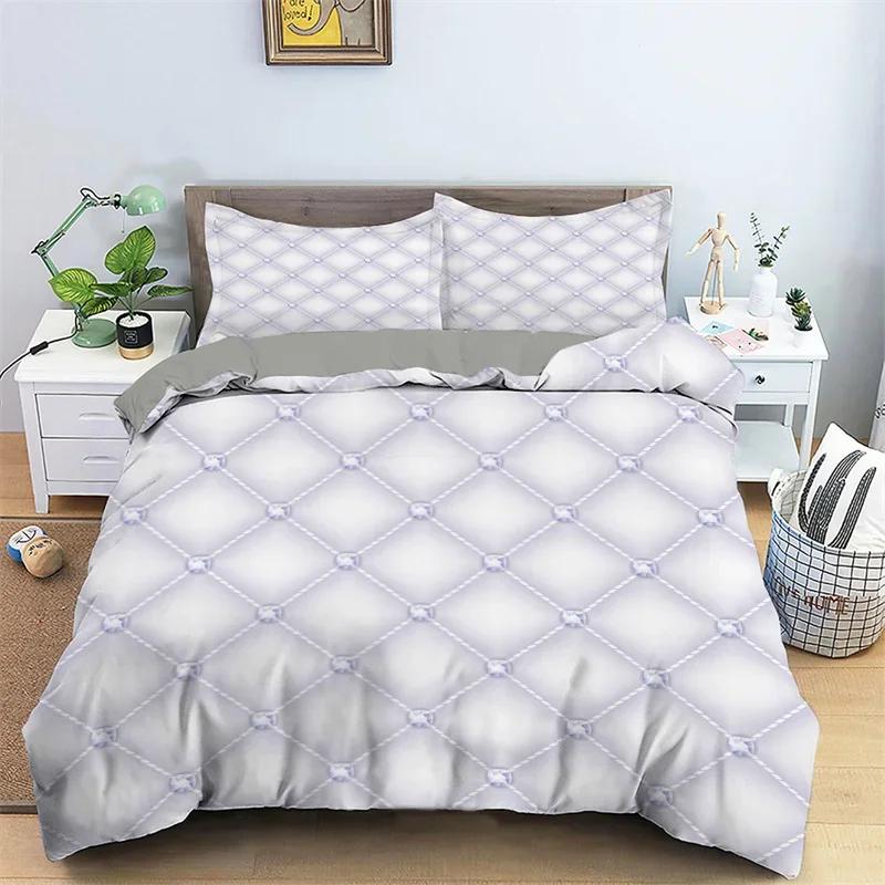 Luxury Geometric Duvet Cover Microfiber Diamond Bedding Set Abstract Pattern Comforter Cover King Queen For Girls Adult Bedroom