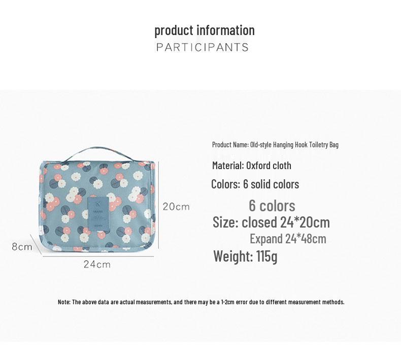 Large Capacity Portable Makeup Bag with Hanging Hook
