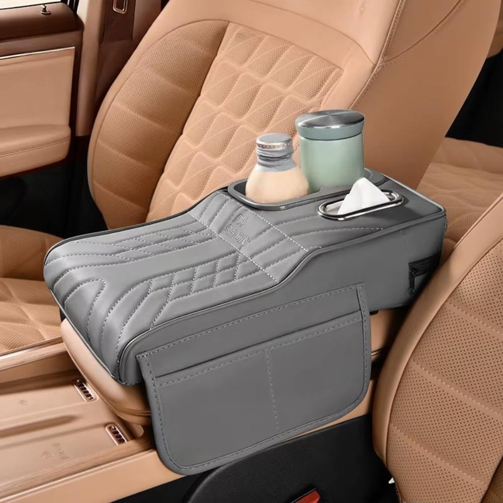 

PU Leather Car Armrest Box 2 Cup Holder Vehicle Armrest Cushion Car Interior