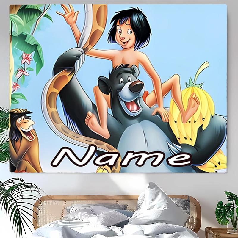 Personalized The Jungle Book Background Tapestry,Custom Name Birthday Party,Multifunctional Wall Decoration for Home Decor,Various Occasions
