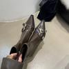Women's Ankle Boots Short Barrel Shoes Woman Trend Black Luxury Middle Heels Pointed Toe New Rock Comfortable Stylish On Sale