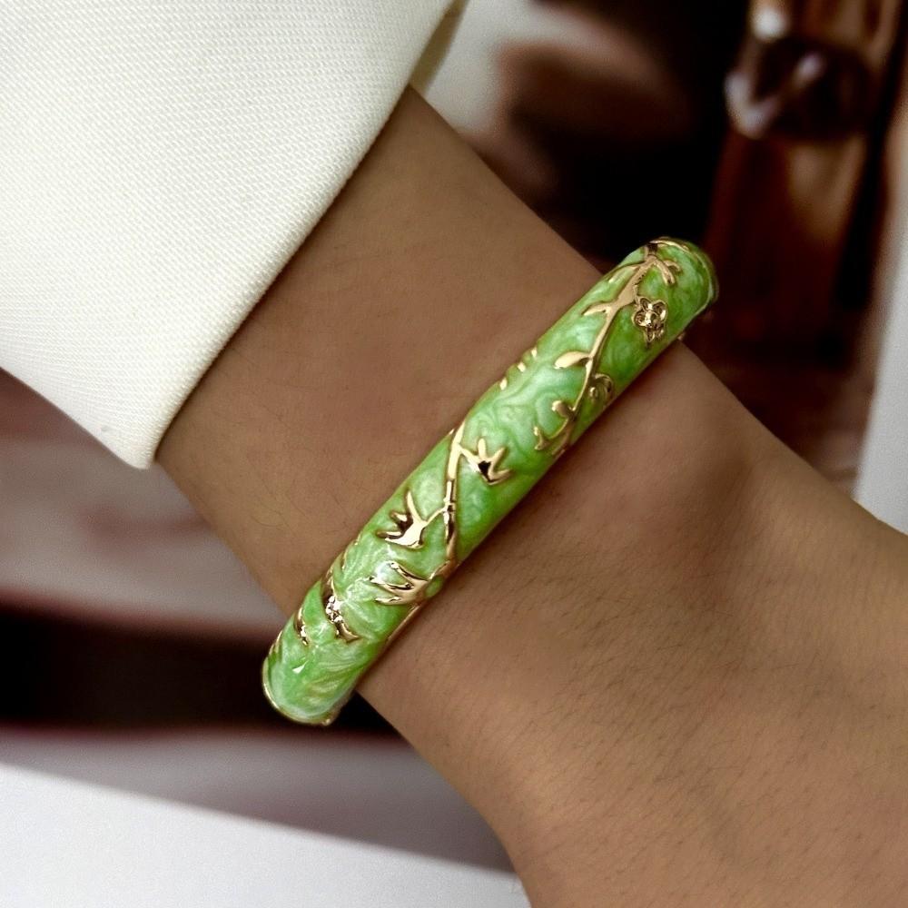 Tropfendes Öl Emaille Armreif Blume Breiter Armreif Retro Geometrisch Cloisonné Armreif Damen