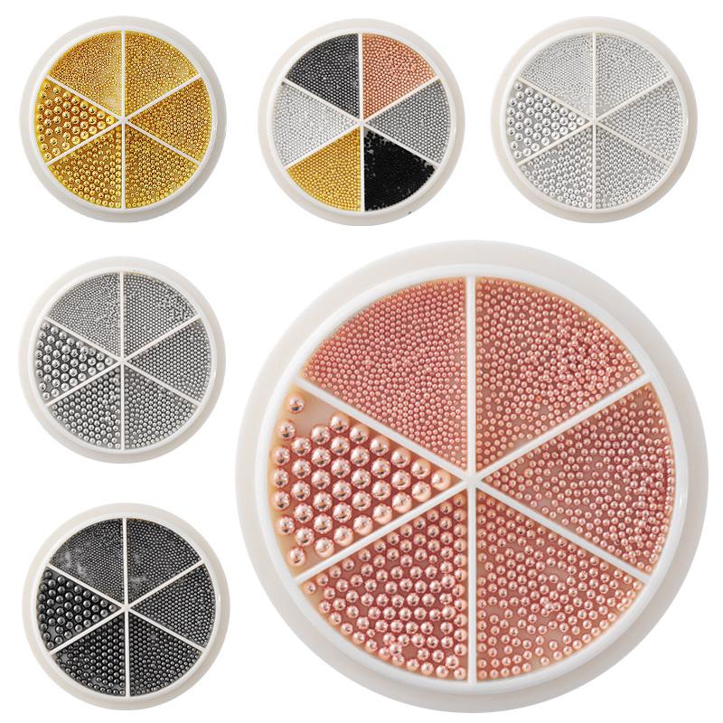 

Мини-маленькие бусины из нержавеющей стали с икрой, украшения для дизайна ногтей, серебро, розовое золото, микрошарики, очаровательные наконечники для гель-лака