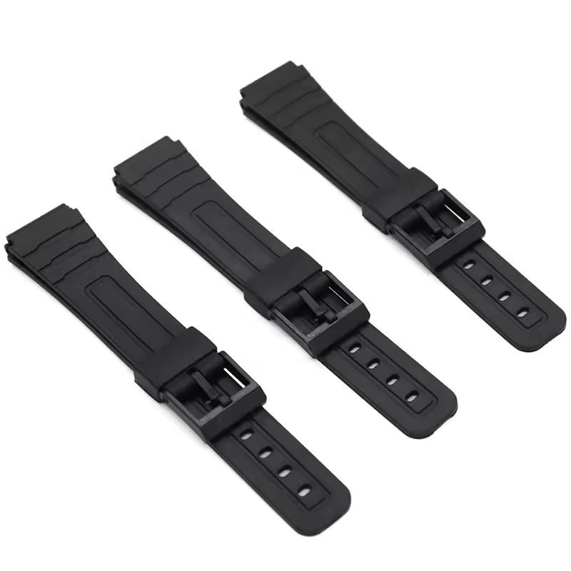 18mm Silicone Rubber Strap for Casio W800H W800H A158/168 AE1200/1300 SGW400 F91W F84 F105/108 Bracelet Soft Black Watchbands