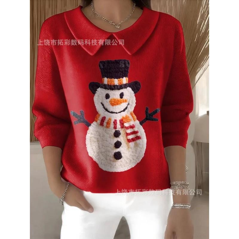 Womens Oversized Long Sleeve Crewneck Sweatshirt 2025 Fall Casual Pullover With 3D Print Acrylic Fabric