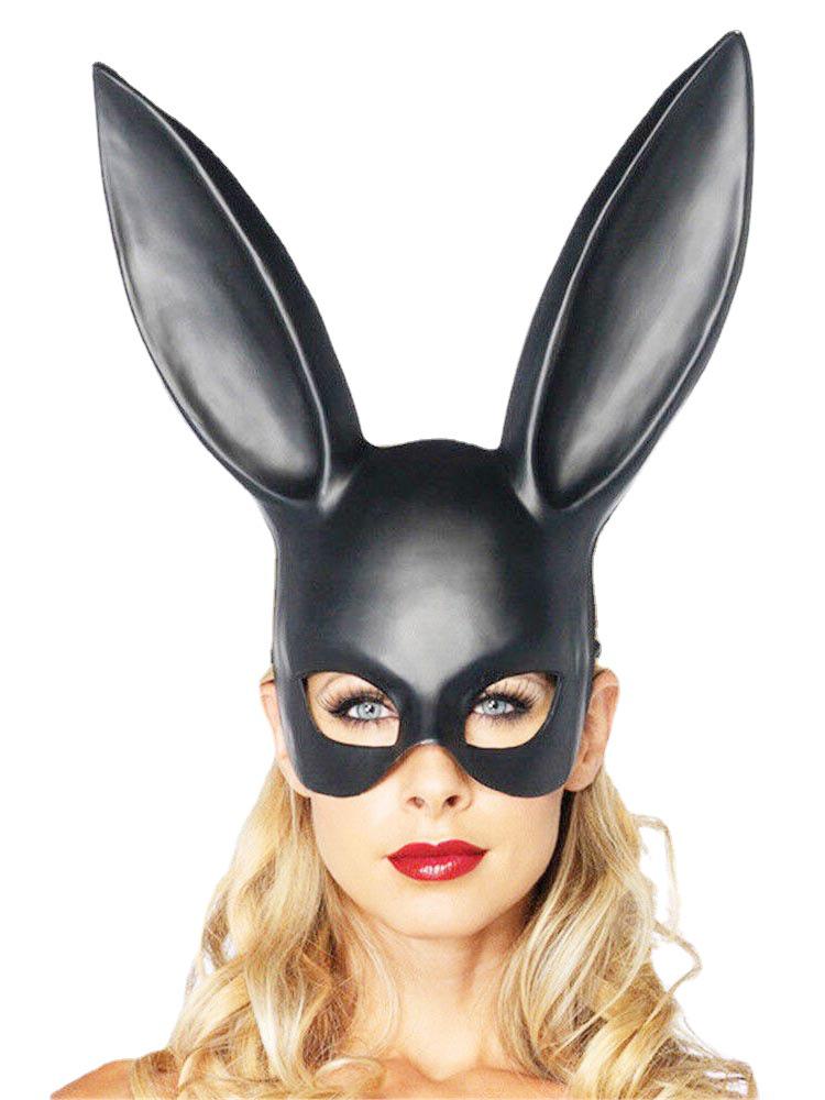 Hot-Selling Flexible Black PVC Rabbit Mask - One Size for Halloween