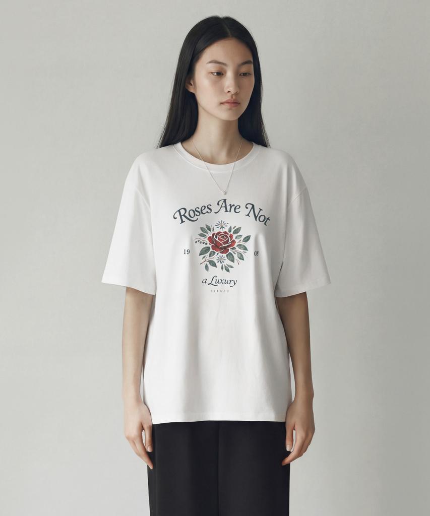 Siyajyu Sied26-1 Rose Short Sleeve T-Shirt_White
