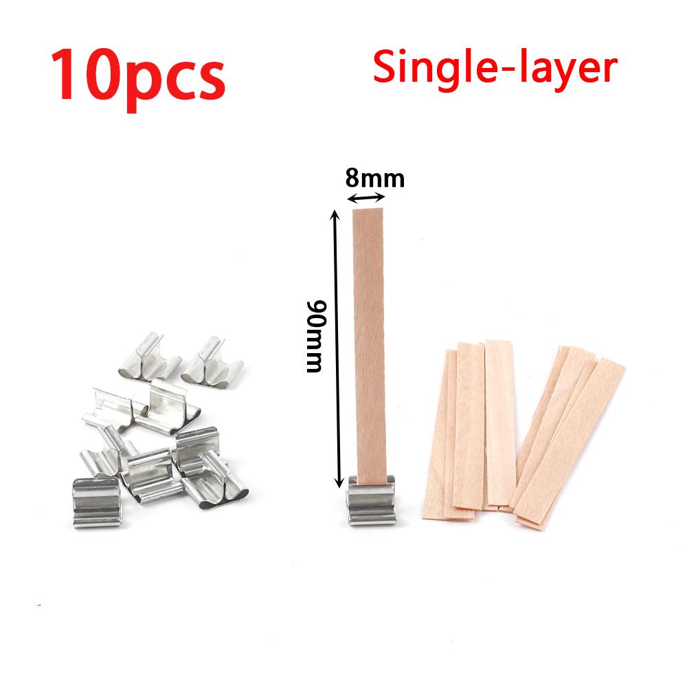 New Double Layer Wood Candle Wicks With Base Candle Wick Core For Homemade Candle Making Supplies Soy Parffin Wax Wood Chip Wick