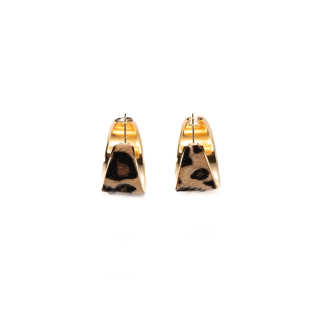 Earrings Retro Geometric Leopard Print Earrings Women'S Autumn And Winter High-End Exaggerated Niche Temperament Earrings