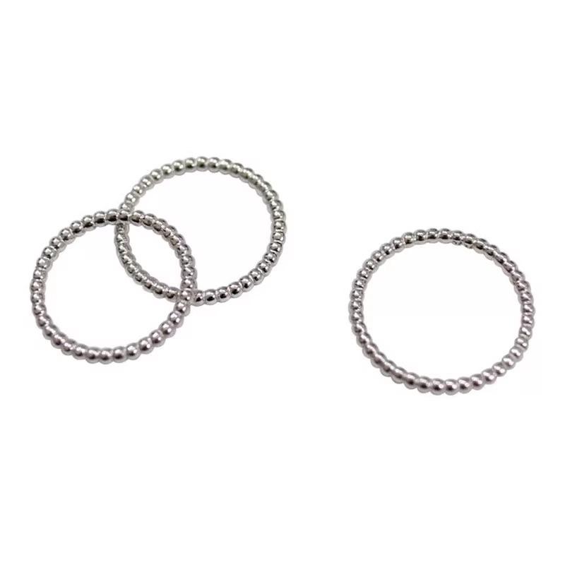 Adjustable Size Art Deco Geometric Ring Retro Simple Glossy Bead Ring Round Temperament Senior Niche Sweet