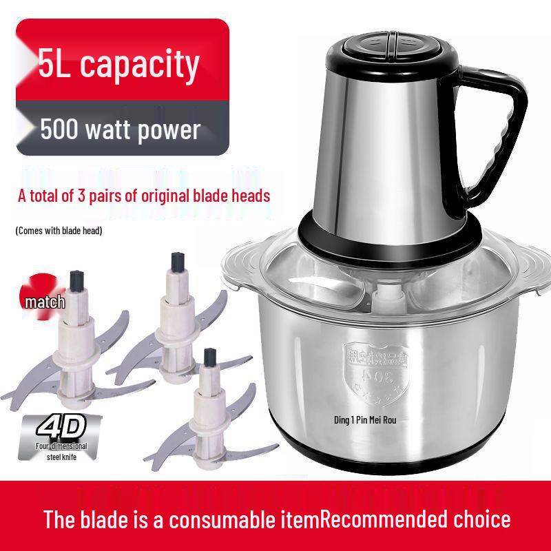 Elektrische Fleischwolf & Edelstahl-Gemüseschneider, 10L/6L Große Kapazität, für Teigtaschenfüllung, Chili, Knoblauchpaste und Kartoffelstampfer-Funktionen.
