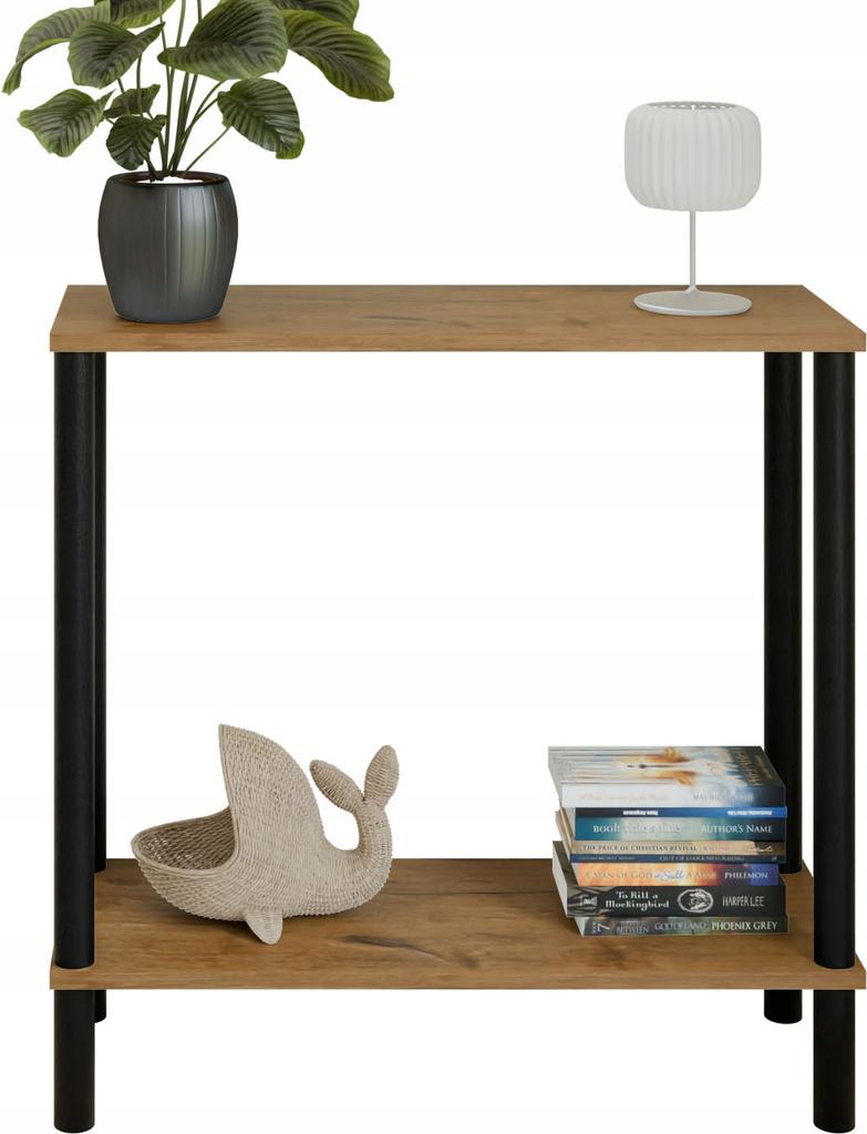 Loft Console Table with Shelf 80x30x80 Cm Metal Black for Hallway