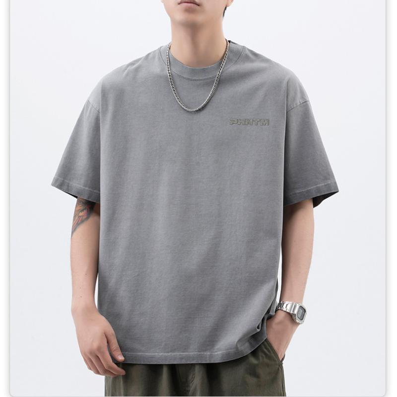 Summer Trendy Brand American Knitted Loose Fashion Printed Men's T-shirt Short Sleeve