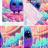 2D flat printing 2pcs Window Curtains Cute Alien Rainbow Planet Stars Digital Printed Polyester Drapes Party Decorations for