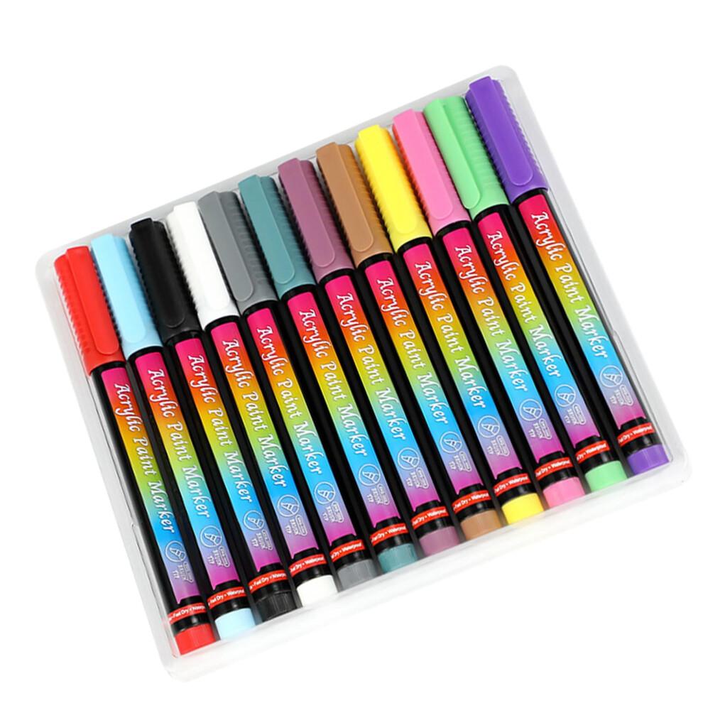 Marker Pens Painting Watercolor Pen Set Colorful Paint Markers, Smooth Art Project marker Pens for Cards Black Papers, 12 12 Colors