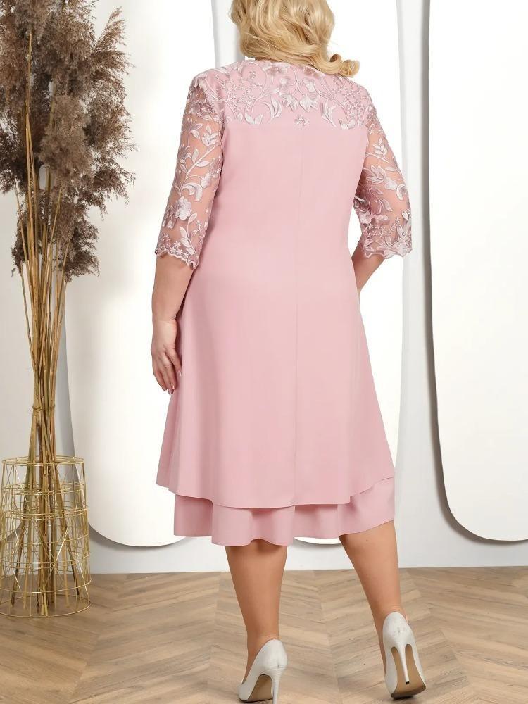 Elegantes Plus-Size-Kirchenkleid für Damen Locker Chiffon Abschlussball-Partykleid Formelles Stickkleid für Damen