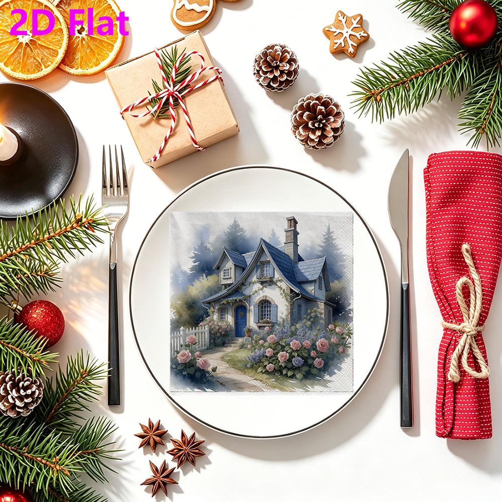 20pcs Disposable Napkins with Fruit Flower Pattern Print for Wedding,Parties,and Daily Use for Thanksgiving Fall Christmas Table Decoration