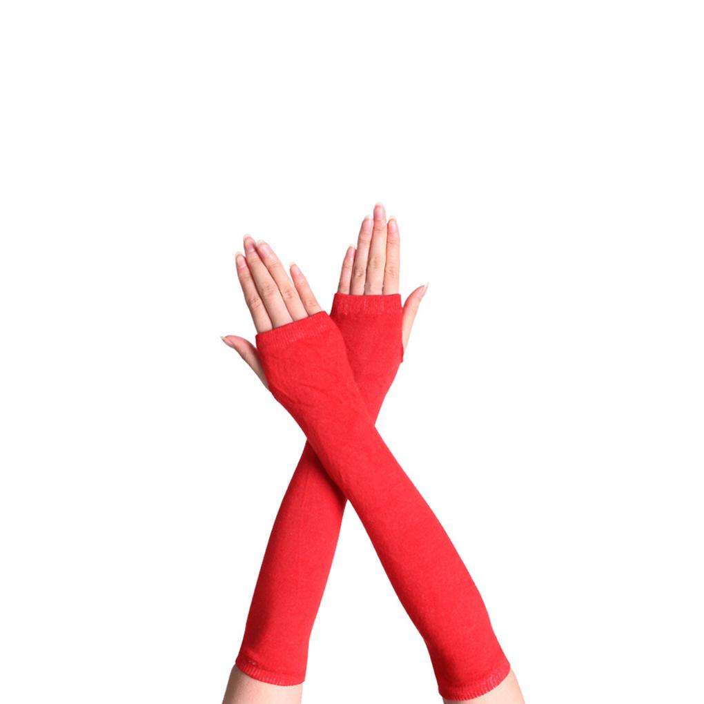 1 Pair Girl Fingerless Glove Simple Style Comfortable Knit Gloves Knitting Craft Girls Arm Covers Hand Cover for Outdoor Wearing