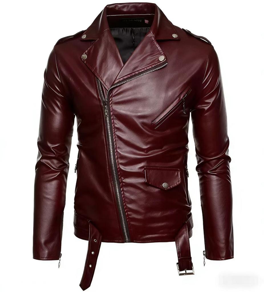 New locomotive slim leather jacket men's leather jacket British fashion men's PU leather jacket trend