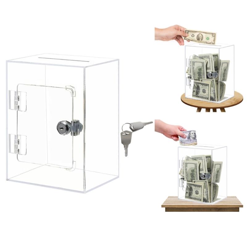 Acrylic Money Saving Banks Practical Clear Cube Transparent Change Storage Box Home Decoration and Financial Tool
