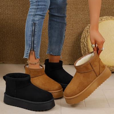 Fleece Snow Boots Women's Thick-soled Winter New Short Boots Thickened Non-slip Fluffy Shoes Cotton Boots