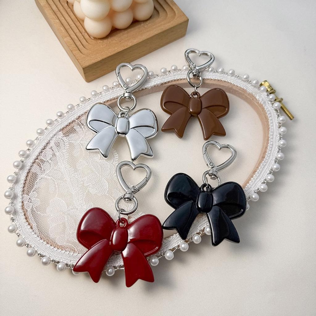 Heart Keyring Sweet Bows Keychain Pendant Car Key Chain Bowknot Keyrings Backpack Hanging Ornaments Bag Charm for Woman