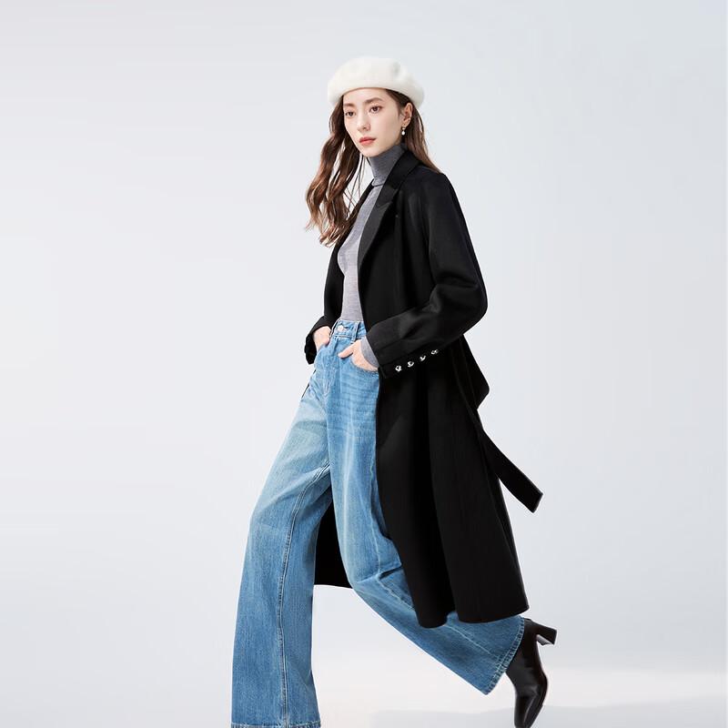 Qiushui Yiren Hepburn Style Women's Pleated Puff Sleeve Wool Coat