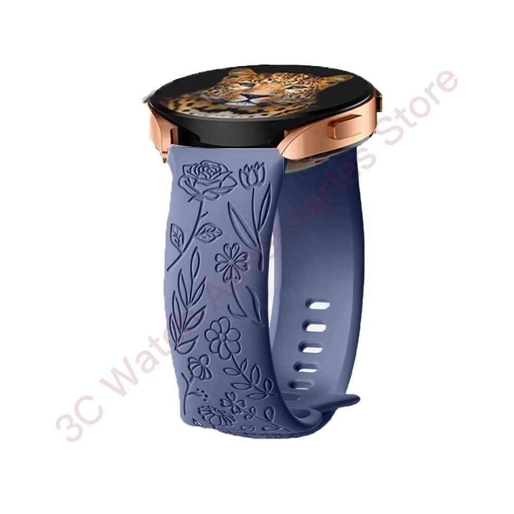 18mm 20mm 22mm Rose engrave Band for Samsung Galaxy Watch 654 40mm 44mm Gear S3 Silicone Cute Strap Classic 43mm 45mm Active 2