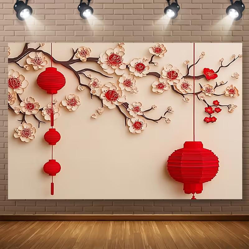 2D Chinese New Year Paper-Cut Plum Blossom Backdrop Cloth 47.2x31.5inch/120*80cm