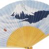 Kimono Folding Mount Fuji Paper White Bamboo Shojuan [Stylish Iroha] Fan, Design, High-Quality Fan, Carving, Men's, 22cm,