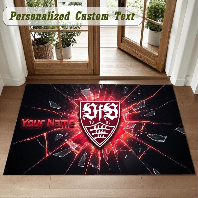 Crystal Velvet Square Rug Custom NameVfB Stuttgart FC Pattern Non Slip Home Floor Decor Rug
