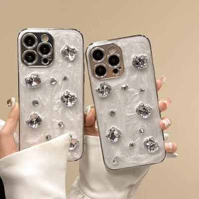 Etui na telefon komórkowy z cyrkoniami dla iPhone 16 Pro Max Luksusowe etui ochronne z klejnotami Apple 15 14/13 Pełny pakiet