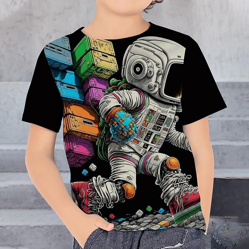 Children's Round Neck Short Sleeved T-shirt Fashionable Printed Pullover Clothing