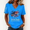 Women's Fashion Casual Short-Sleeve Printed V-Neck Pullover Top