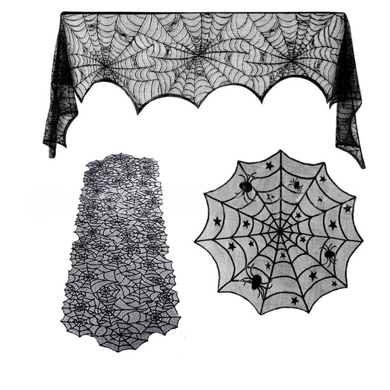Zestaw obrusu i pokrowców na lampy na Halloween Na stół jadalny Kominki Dekoracje świąteczne Zmywalny bieżnik na stół Pokrowiec na klosz lampy