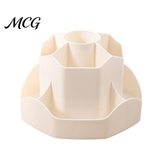 360 Degree Rotating Desk Organizer Pen Holder with 9 Compartments, Silent Smooth Spinning Office Supplies Desktop Storage Pencil for Desk, Box,