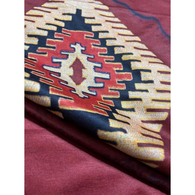 Damen Western-Stil Retro-Print Kurzarm-T-Shirt — Lässiges V-Ausschnitt-Oberteil