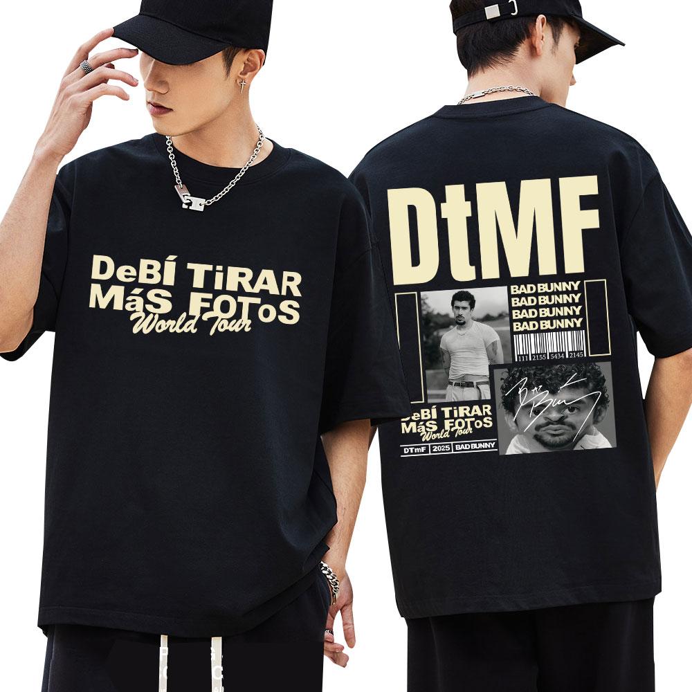 BAD BUNNY DTMF Debí Tirar Más Fotos TShirt Vintage Hip Hop Trendy Men Women Short Sleeve OversizedCotton Casual TShirts Male