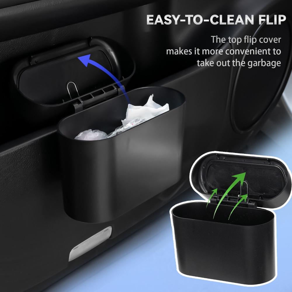 Multi-function Car Bin Black Flip Case Rubbish Holder New Garbage Can