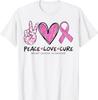Peace Love Cure Pink Heart Ribbon Breast Cancer Awareness T-Shirt