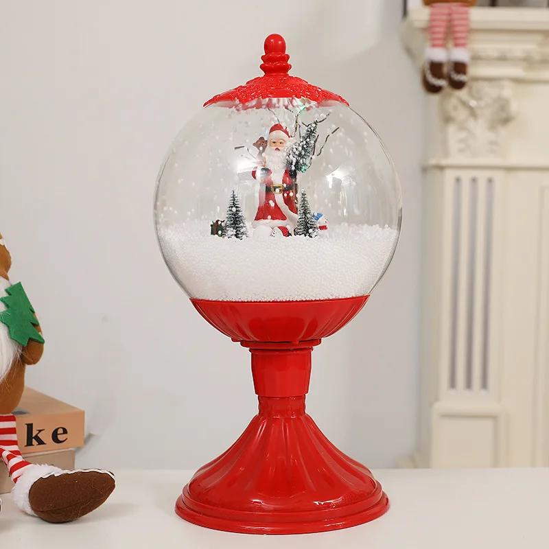 DurableChristmas Crystal Ball Drifting Snow Old Man Wind Lamp Glowing Snow Music Lamp Ornament Christmas Gift Window Decoration