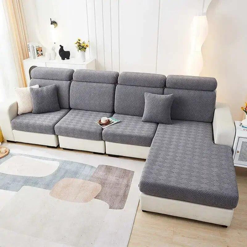 Livingroom Stretch Jacquard Fleece Sectional Sofa Covers Anti-Slip Couch Cushion Slipcover Sofa Mat Cover for Home Hotel