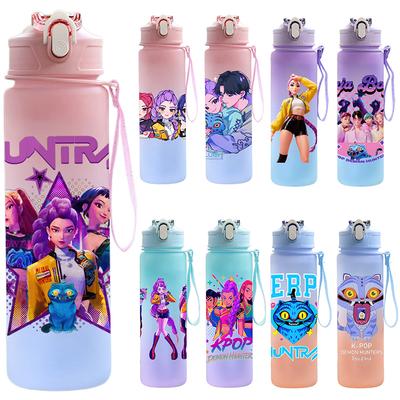 750 ml Waterfles Anime Cartoon K-Pop Demonenjagers Bedrukt Grote Capaciteit Drinkbeker Draagbaar Outdoor Sport Waterbeker Kinderen Kind Cadeau