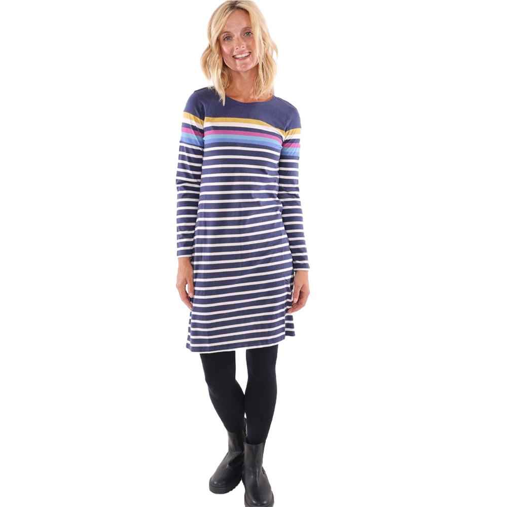 Lazy Jacks Womens/Ladies Prism Stripes Long-Sleeved T-Shirt Dress
